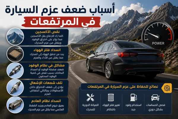 سبب ضعف عزم السيارة في المرتفعات